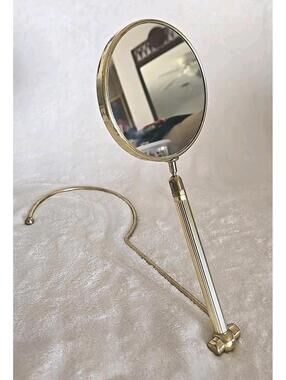 Mid-Century French Gilt Brass Table Mirror Rare Adjustable